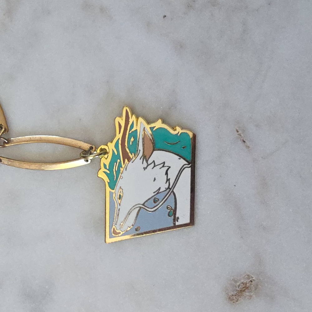 Studio Ghibli Spirited Away Haku Key Fob attached to a Vintage goldtone chain.  - Picture 6 of 9